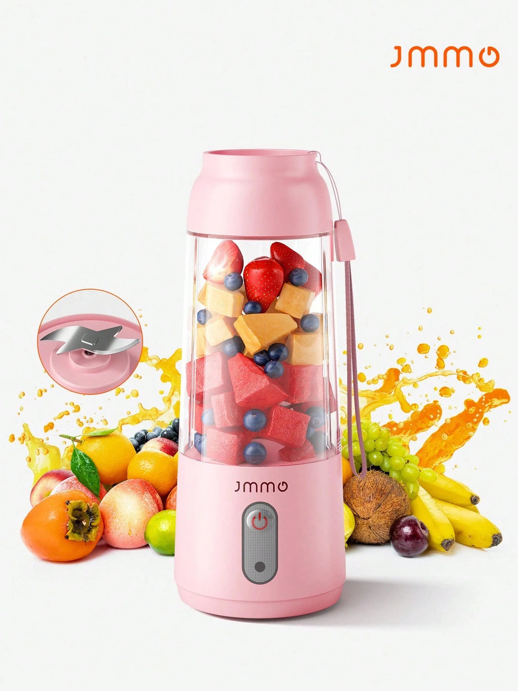 JMMO Electric Portable Juicer,Portable Blender Juicer,Personal Size Blender Smoothies and Shakes,Mini Blender USB Rechargeable,Handheld Blender Sports,High Speed & Long Battery Life for Travel Home 300ML