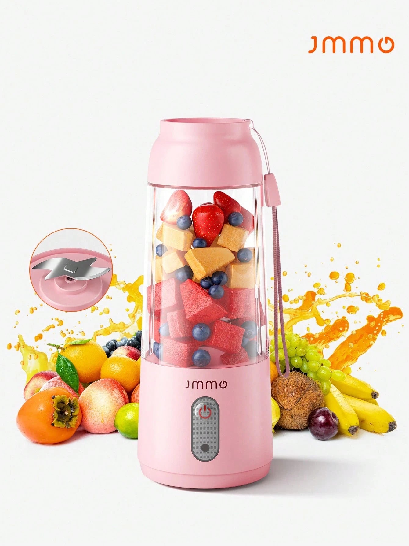 JMMO Electric Portable Juicer,Portable Blender Juicer,Personal Size Blender Smoothies and Shakes,Mini Blender USB Rechargeable,Handheld Blender Sports,High Speed & Long Battery Life for Travel Home 300ML