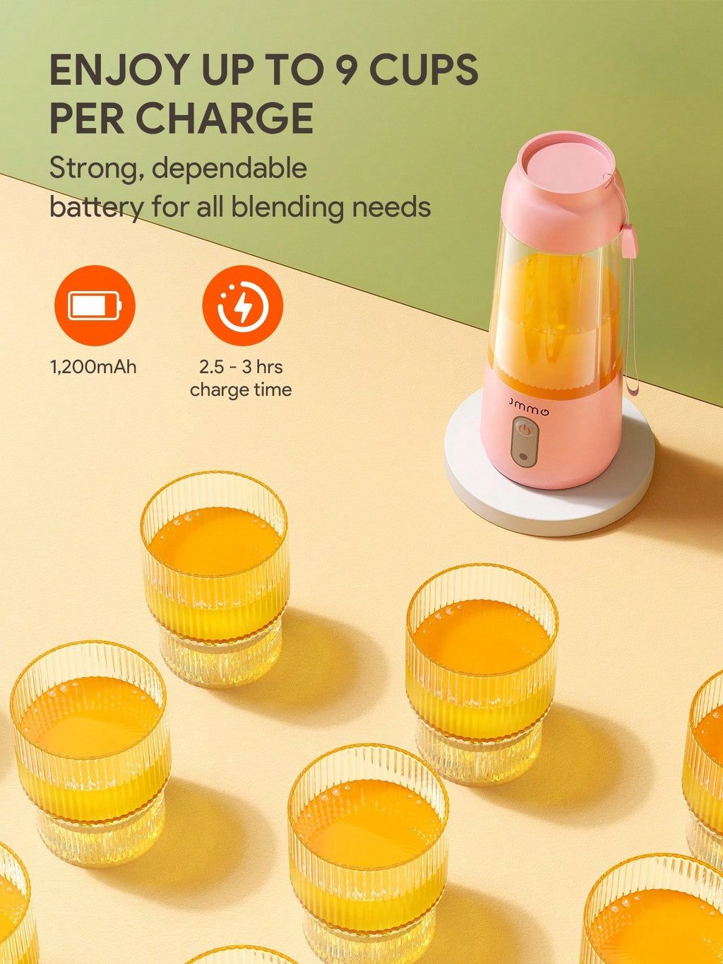 JMMO Electric Portable Juicer,Portable Blender Juicer,Personal Size Blender Smoothies and Shakes,Mini Blender USB Rechargeable,Handheld Blender Sports,High Speed & Long Battery Life for Travel Home 300ML