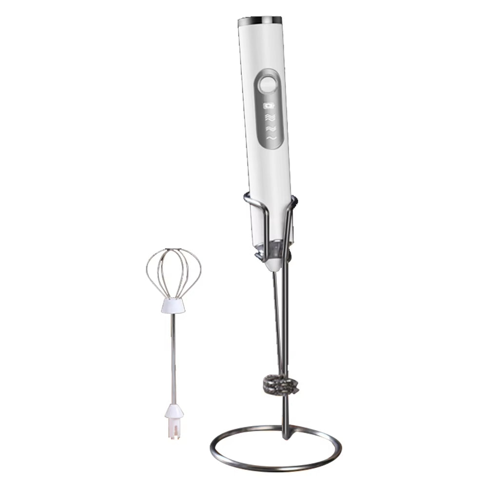 Electric Milk Frothers Wireless Handheld Milk Foamer Blender Coffee Maker Whisk Mixer Cappuccino Cream Egg Beater with Stand