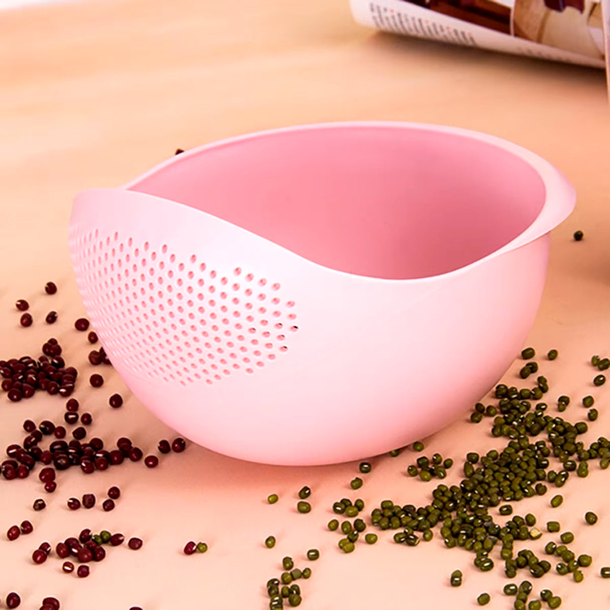 1/3Pcs- Colander Rice Bowl Drain Basket Fruit Bowl Washing Drain Basket with Handle Washing Basket Home Kitchen Organizer