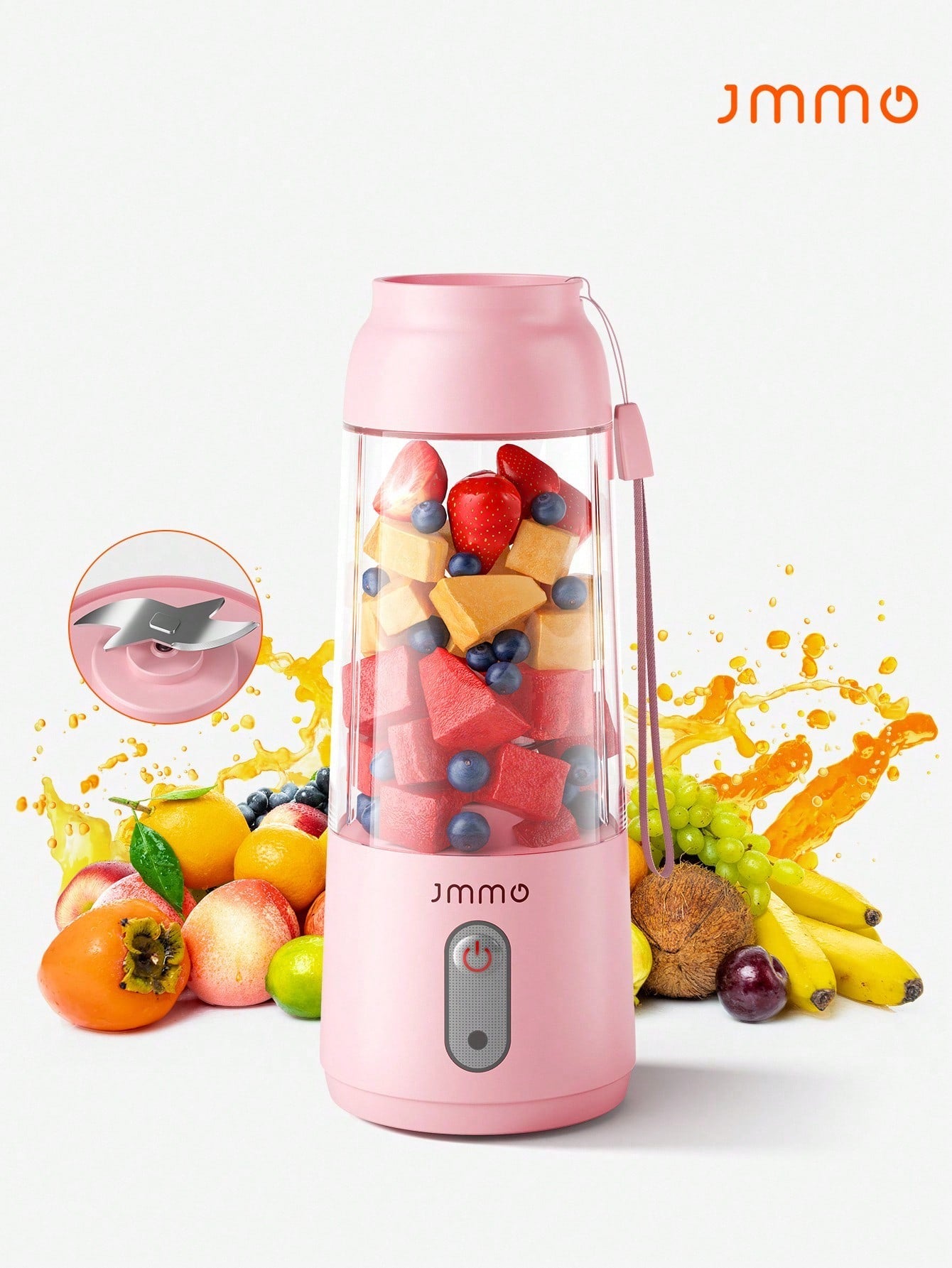 JMMO Electric Portable Juicer,Portable Blender Juicer,Personal Size Blender Smoothies and Shakes,Mini Blender USB Rechargeable,Handheld Blender Sports,High Speed & Long Battery Life for Travel Home 300ML