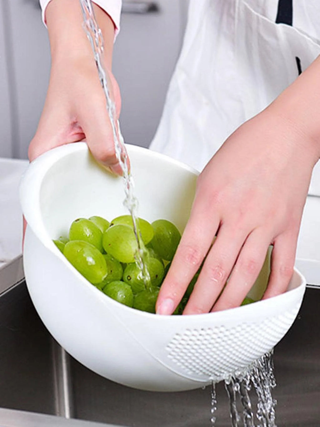 1/3Pcs- Colander Rice Bowl Drain Basket Fruit Bowl Washing Drain Basket with Handle Washing Basket Home Kitchen Organizer